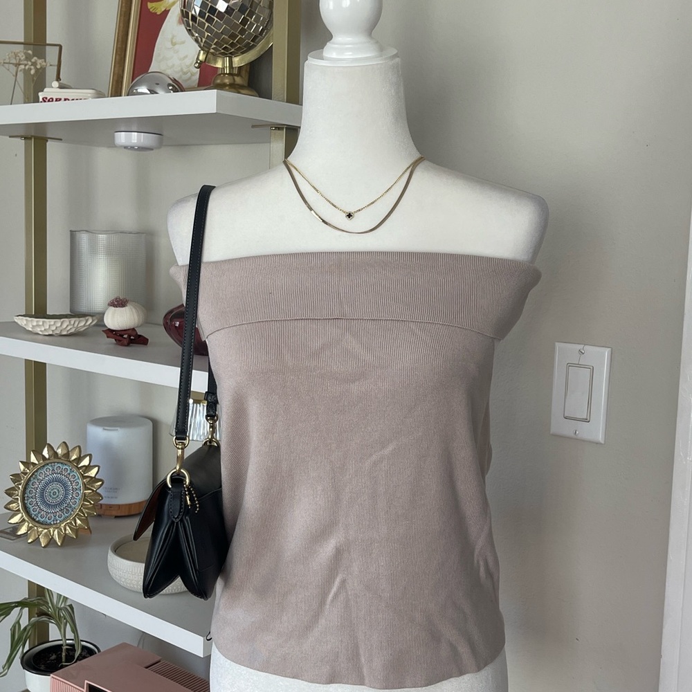 H&M Ribbed Off-Shoulder Top in Cream Size XL